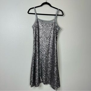 Double D Ranch fully sequin slip dress silver metallic New years maximalist